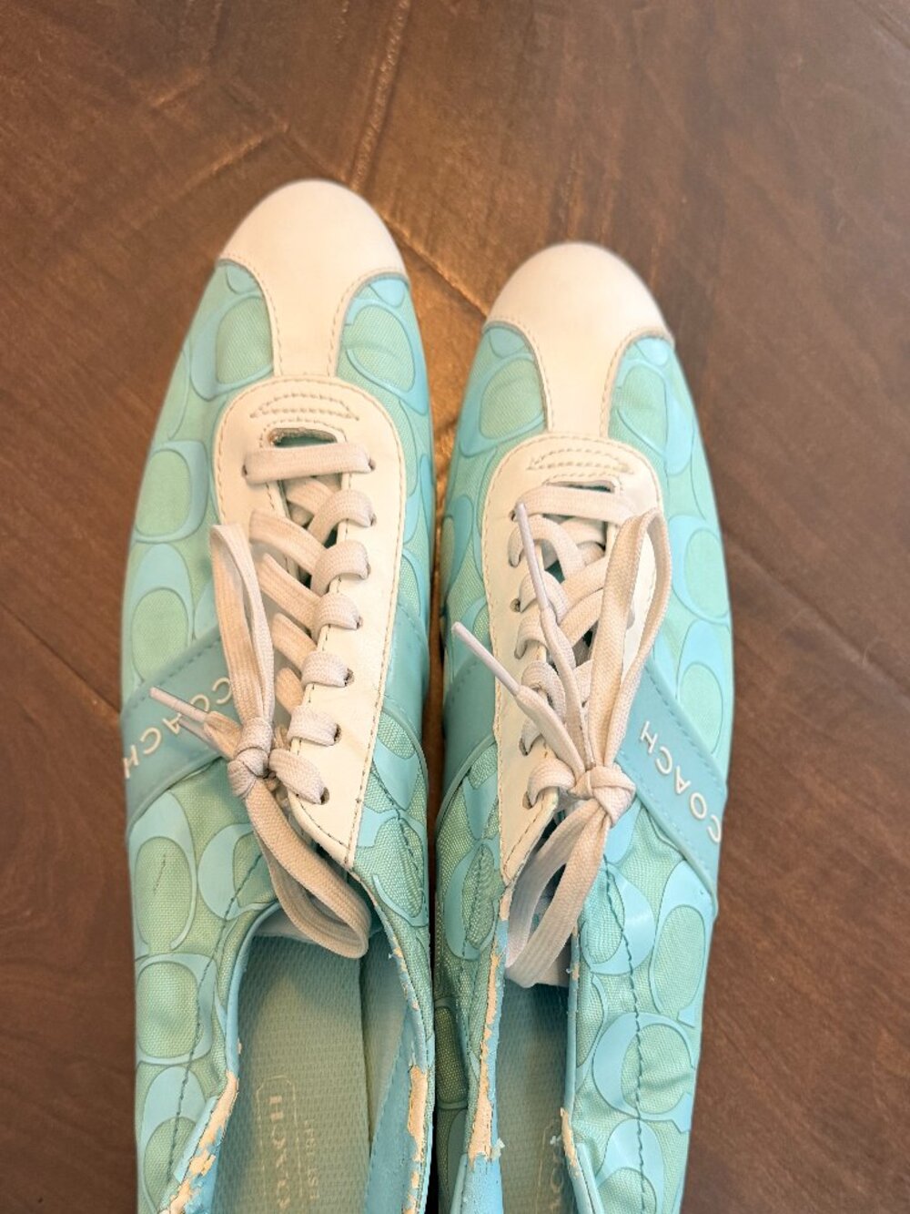 Vintage Coach Aqua Signature C Low-Top Sneakers – Y2K size 9.5